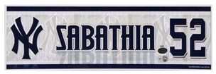 2010 CC Sabathia Yankees Game Used Locker Room Nameplate 